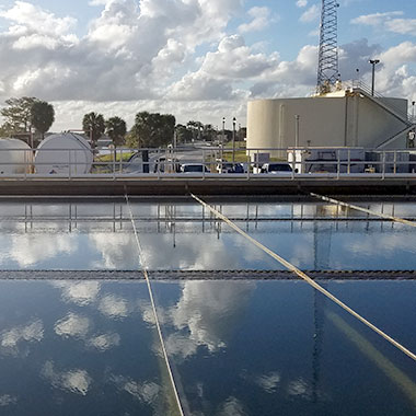 A drinking water treatment plant monitors pH in several stages of water purification.