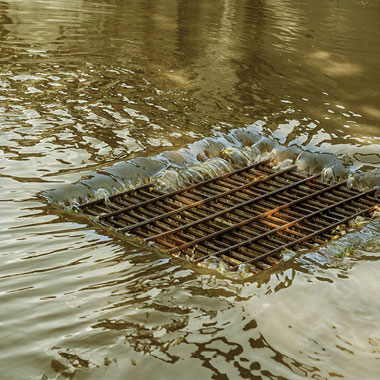 This storm drain diverts water into holding ponds where TOC levels can be monitored.
