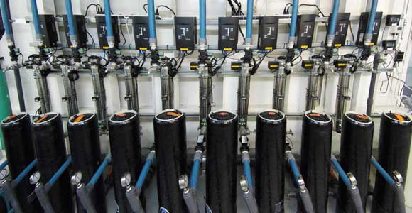 Series of VIQUA Pro UV units certified to NSF 55 Class A used in small drinking water system.