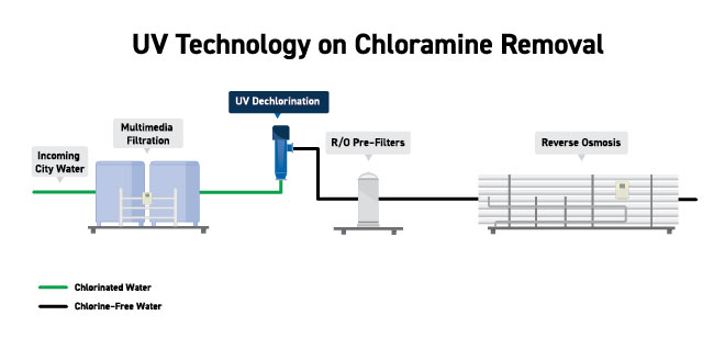 UV technology for chlorine and monochloramine reduction