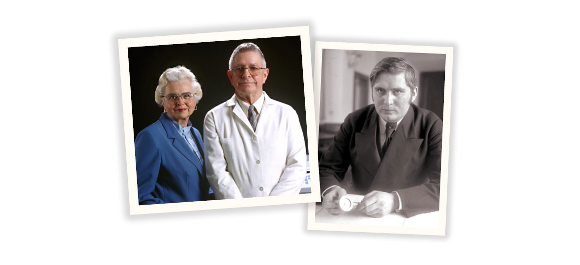 Photos of Hach founders Kitty Hach, Clifford Hach, and Lange founder Bruno Lange
