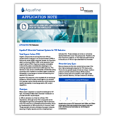 Image of the Trojan Technologies TOC Reduction Application Note