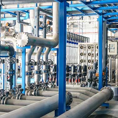 Desalination pretreatment pipes in a plant