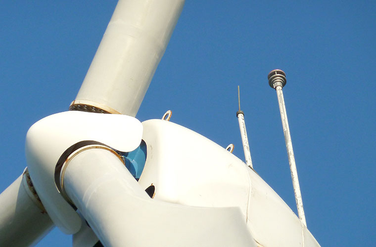 Wind turbine with ultrasonic anemometer Lufft Ventus